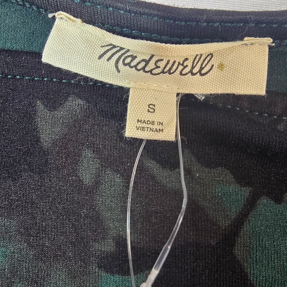 NWT Madewell Cinched Long-Sleeve Top in Luxury Forest Green color. Retails $75 - Picture 5 of 9
